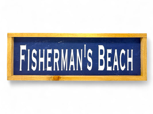 Fisherman's Beach Hand-Painted Wooden Sign