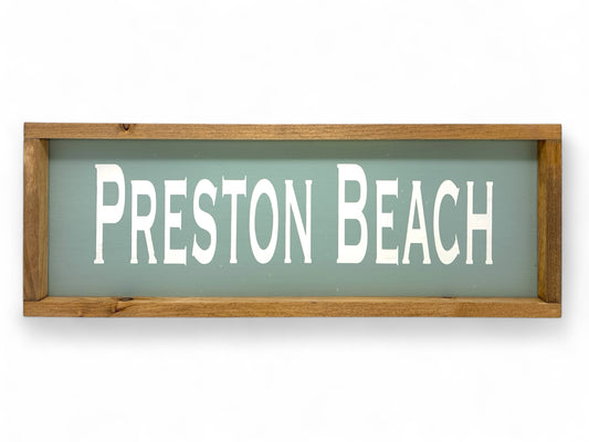 Preston Beach Hand-Painted Wooden Sign