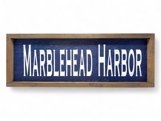 Marblehead Harbor Hand-Painted Wooden Sign