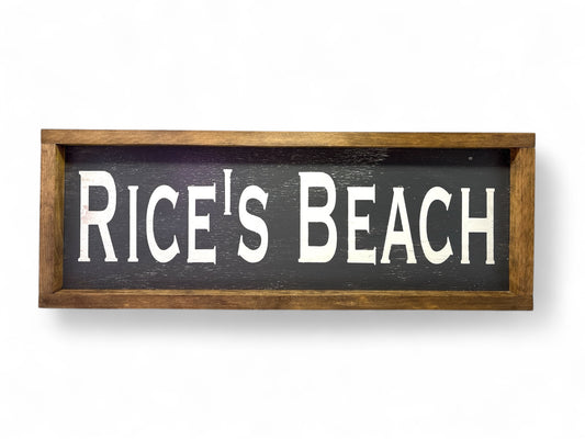 Rice's Beach Hand-Painted Wooden Sign