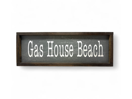 Gas House Beach Hand-Painted Wooden Sign